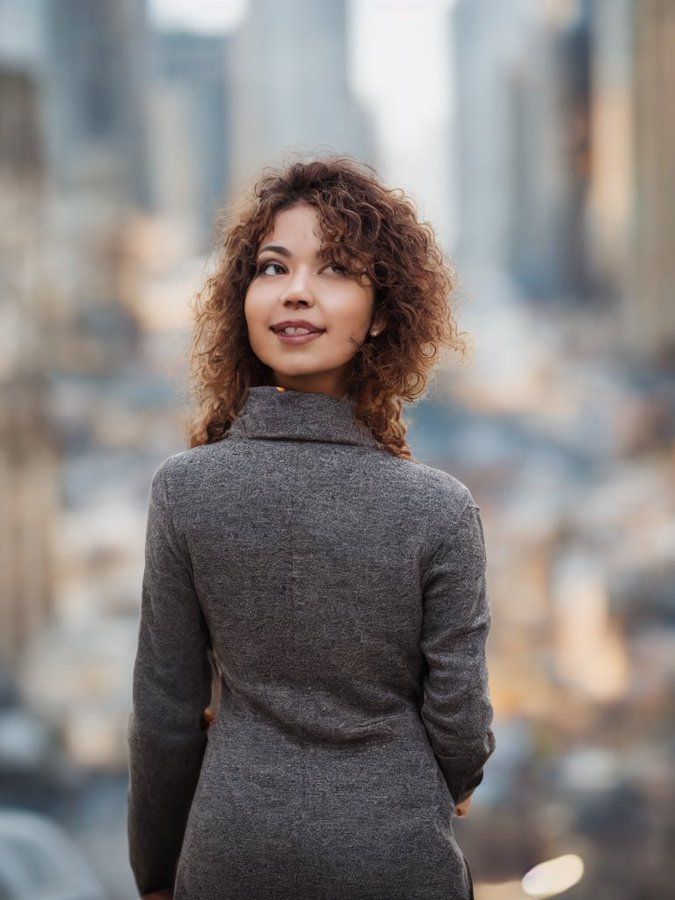 Girl looking back, fail ai