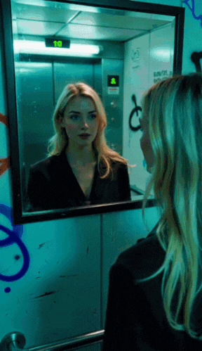 Woman in the mirror.